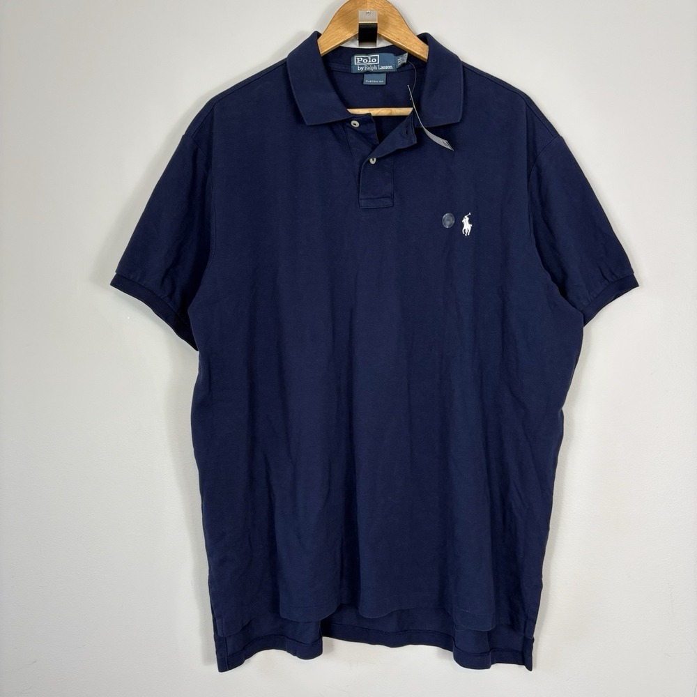 Vtg Polo Ralph Lauren Men's XXL Custom Fit Mesh Polo Shirt Navy NWT NOS
